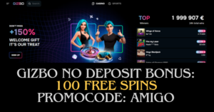 Gizbo casino - no deposit bonus 100 freespins promocode AMIGO